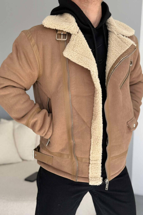 FLUFFY ZIPPER ONE COLOR MEN JACKET BEIGE/BEZHE - 4