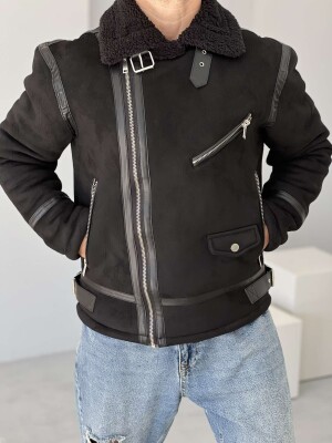 FLUFFY ZIPPER ONE COLOR MEN JACKET BLACK/ E ZEZE 