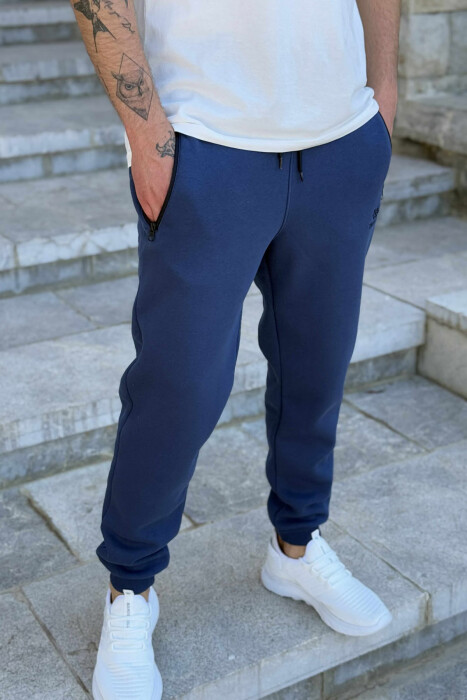 FLUFFY ZIPPER POCKETS MEN JOGGERS BLUE/BLU - 2