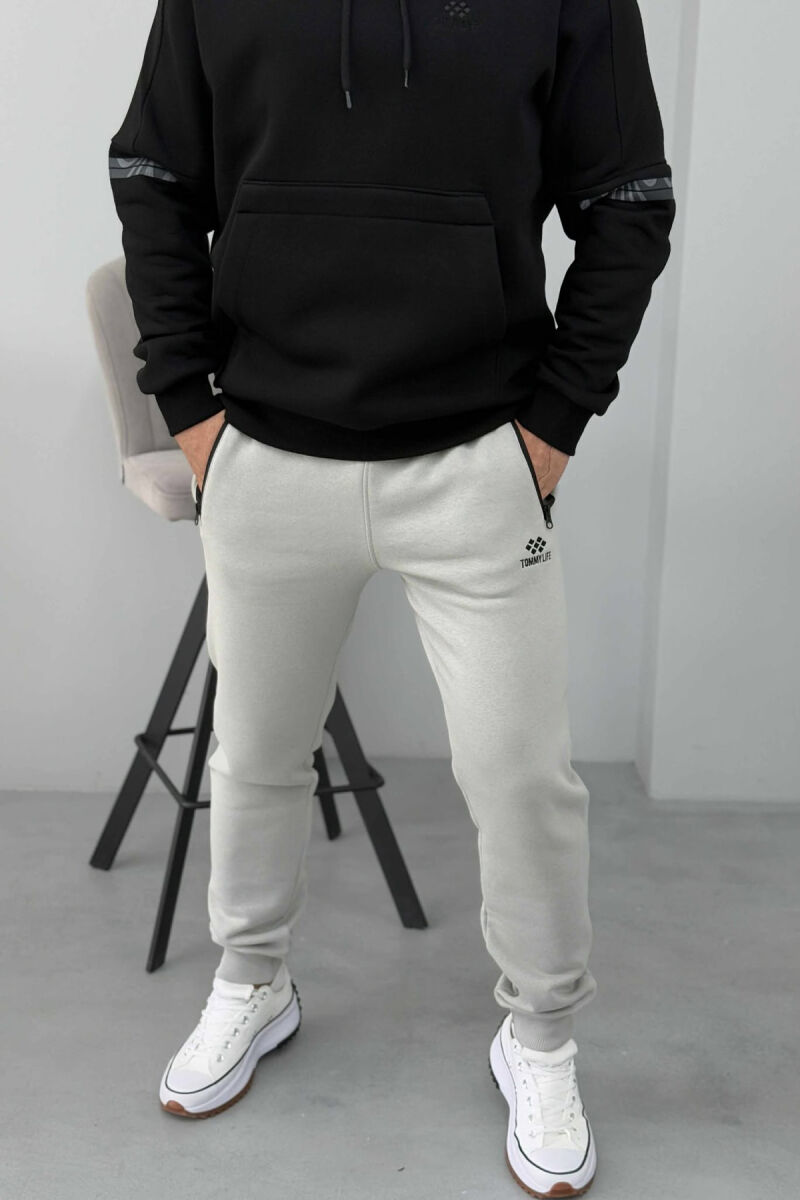 FLUFFY ZIPPER POCKETS MEN JOGGERS LIGHT GREY/GZ - 1