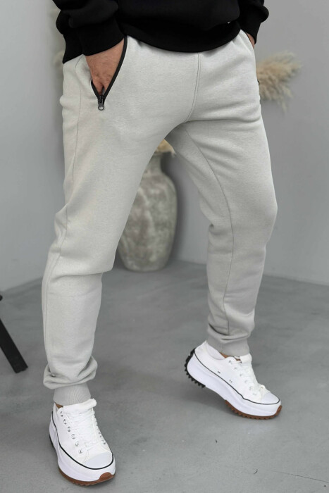 FLUFFY ZIPPER POCKETS MEN JOGGERS LIGHT GREY/GZ - 3