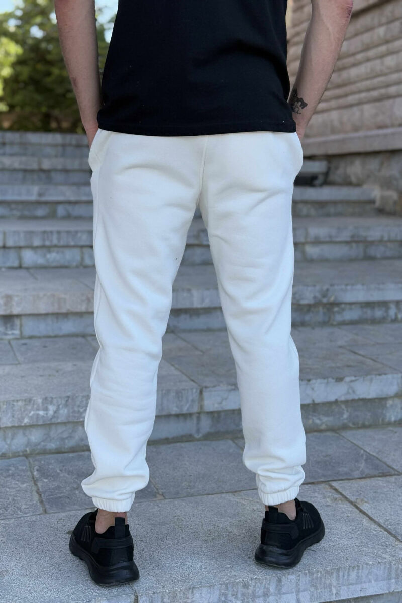 FLUFFY ZIPPER POCKETS ONE COLOR MEN JOGGERS CREAM/KREM - 4