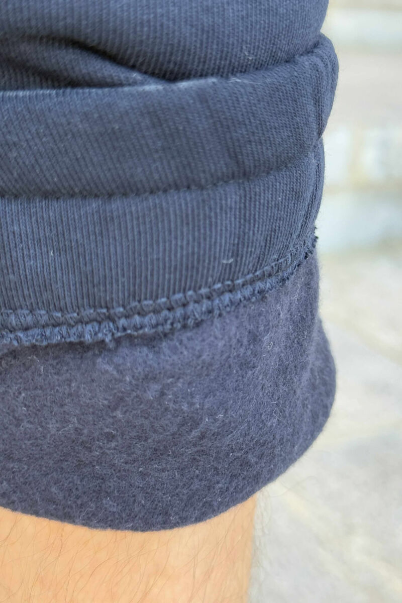 FLUFFY ZIPPER POCKETS ONE COLOR MEN JOGGERS DARK BLUE/BEE - 5
