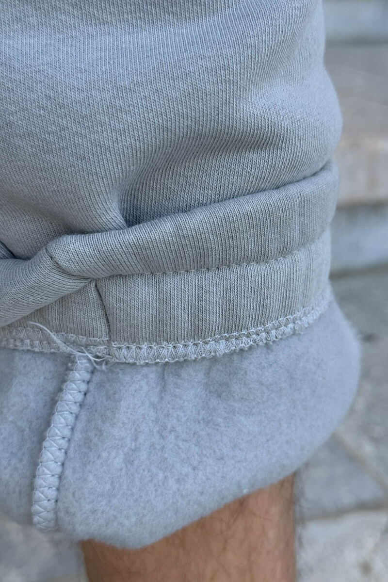 FLUFFY ZIPPER POCKETS ONE COLOR MEN JOGGERS LIGHT GREY/GZ - 5