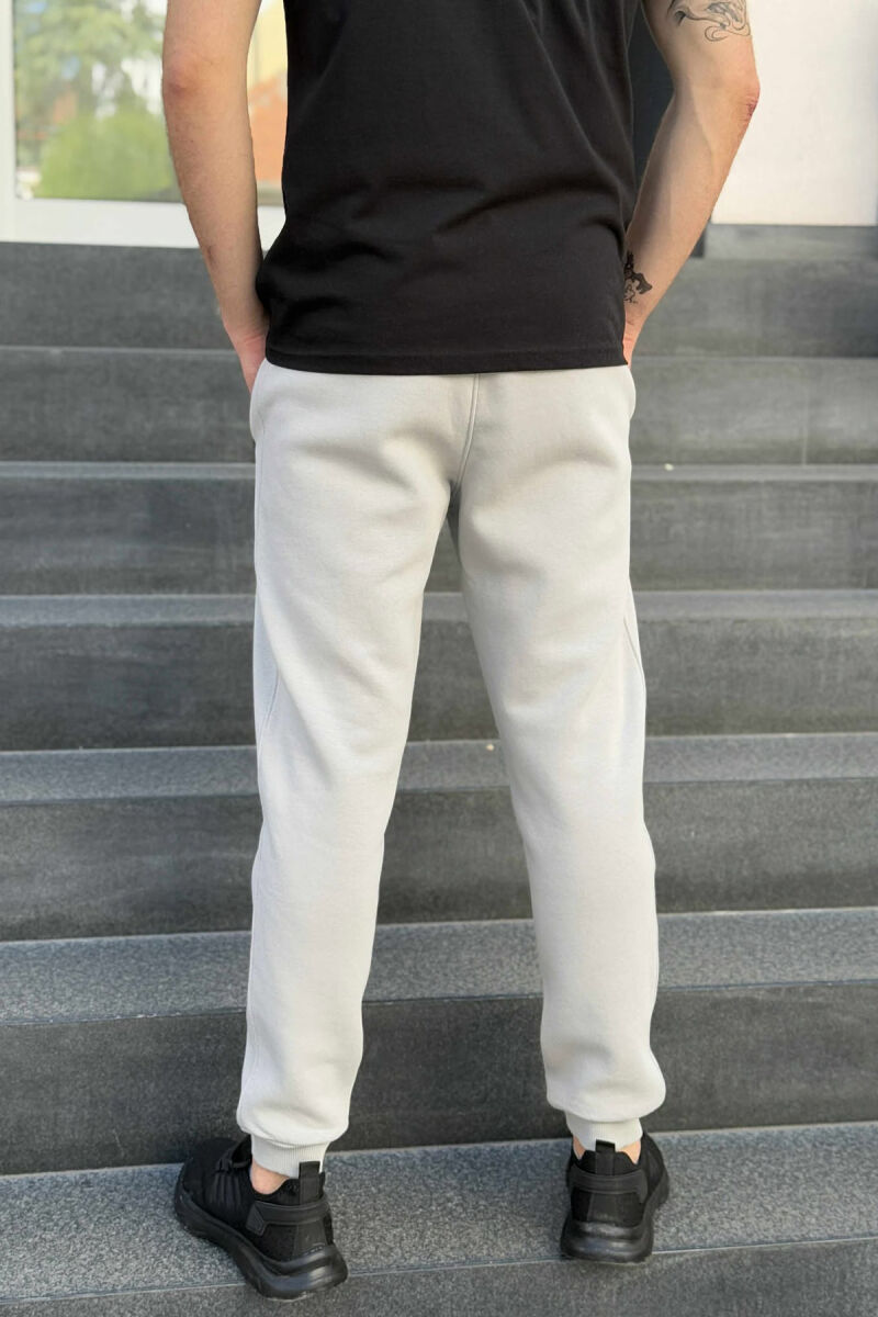 FLUFFY ZIPPER POCKETS ONE COLOR MEN JOGGERS LIGHT GREY/GZ - 4
