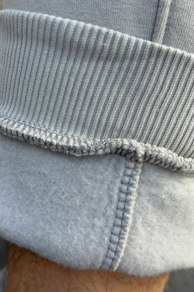 FLUFFY ZIPPER POCKETS ONE COLOR MEN JOGGERS LIGHT GREY/GZ - 5