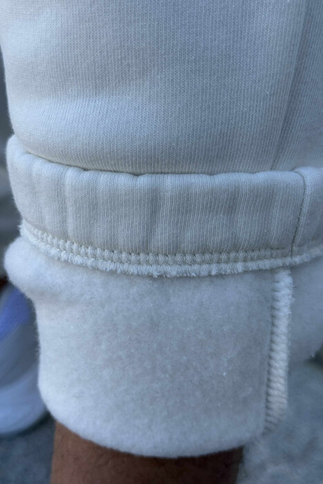 FLUFFY ZIPPER POCKETS ONE COLOR MEN JOGGERS WHITE-E BARDHE - 5