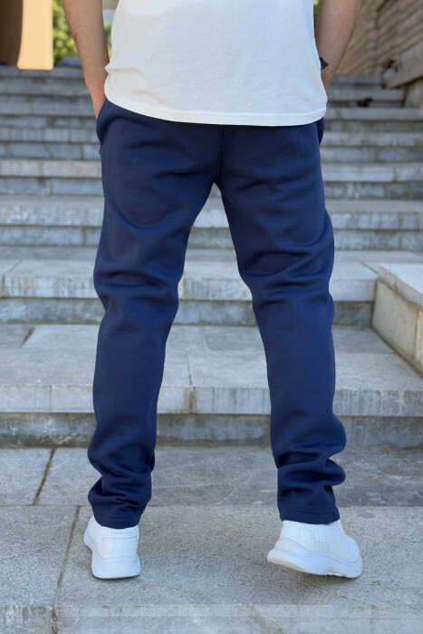 FLUFFY ZIPPER POCKETS SMALL LOGO MEN JOGGERS BLUE/BLU - 4