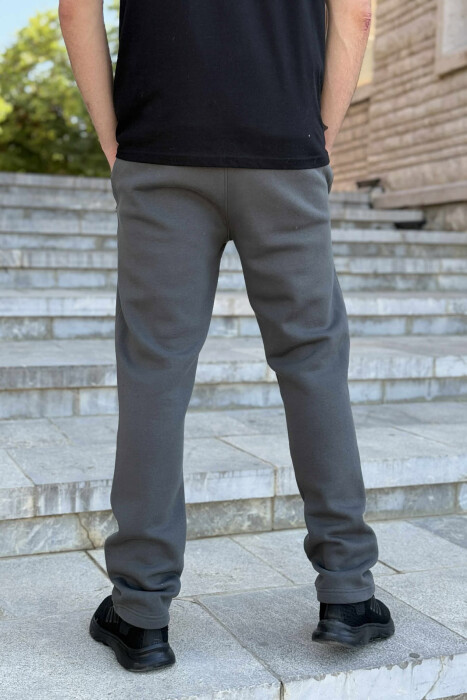FLUFFY ZIPPER POCKETS SMALL LOGO MEN JOGGERS DARK GREY/GEE - 4