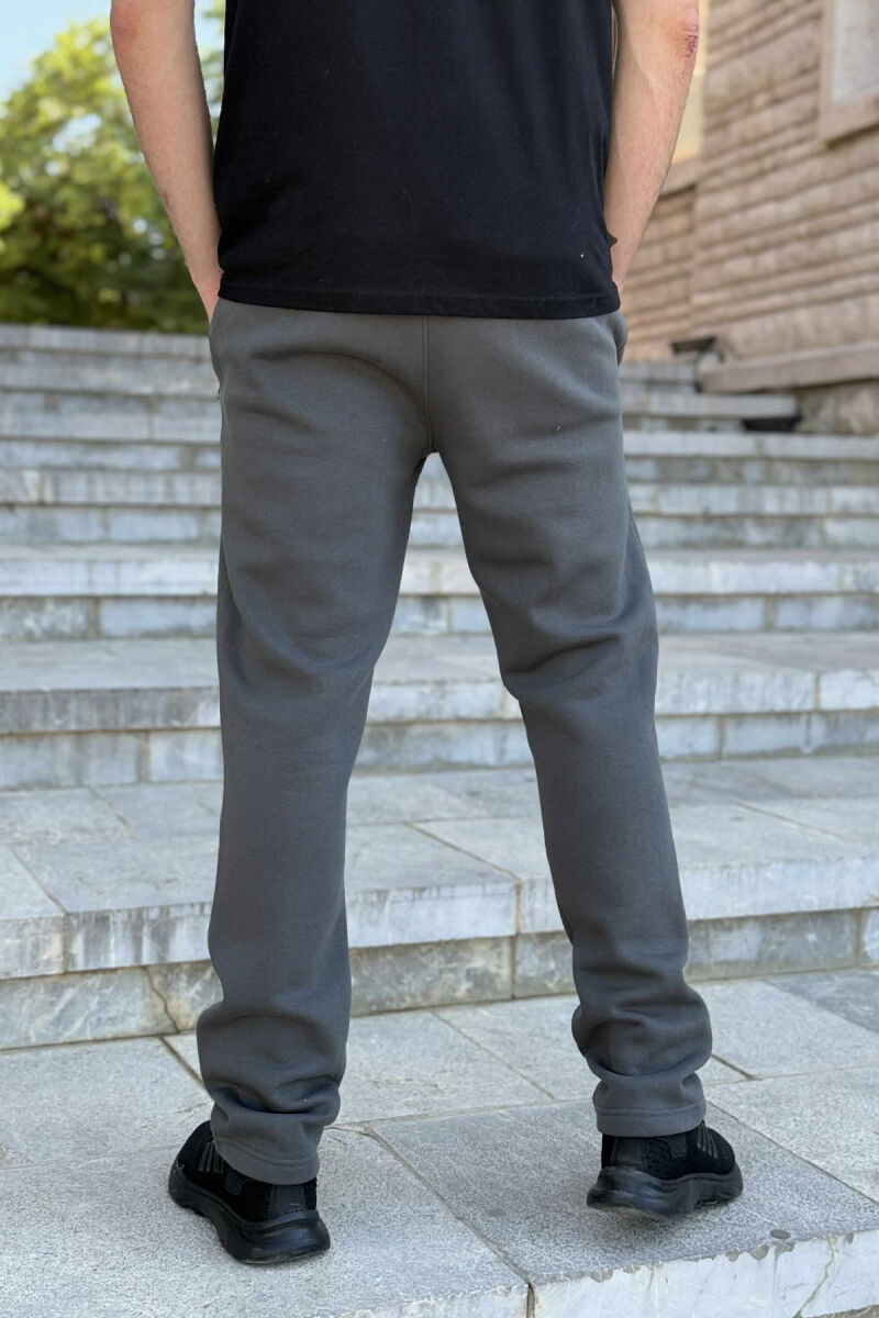FLUFFY ZIPPER POCKETS SMALL LOGO MEN JOGGERS DARK GREY/GEE - 4