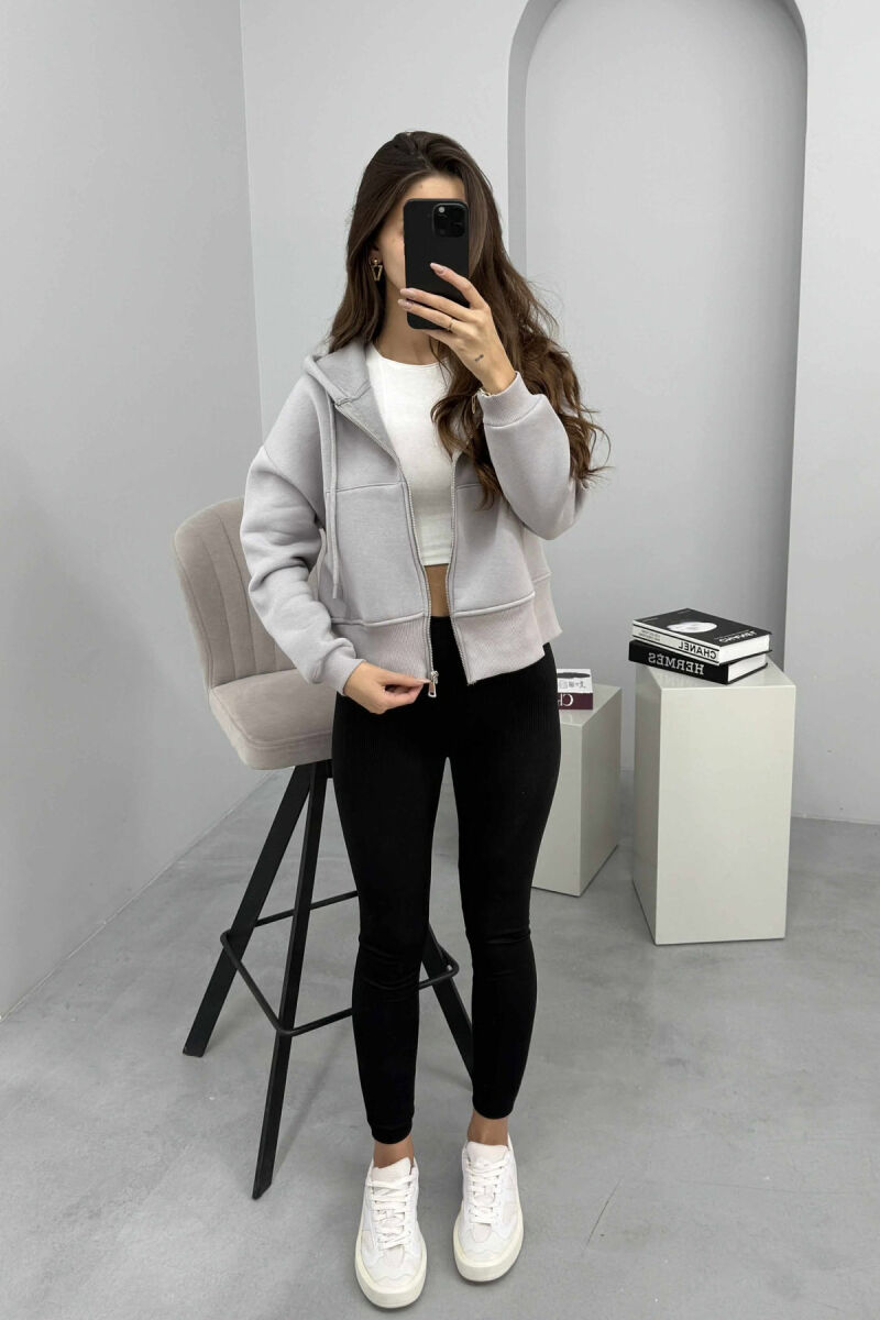 FLUFFY ZIPPER HOODIE ONE COLOR WOMAN GREY/GRI - 2