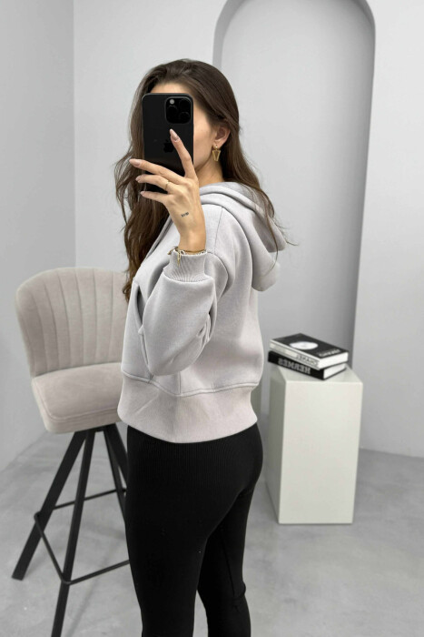 FLUFFY ZIPPER HOODIE ONE COLOR WOMAN GREY/GRI - 4