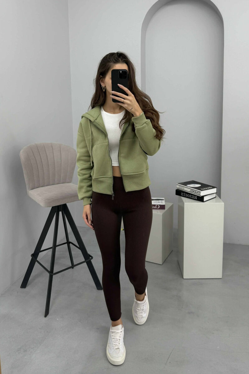 FLUFFY ZIPPER HOODIE ONE COLOR WOMAN MINT/MENTE - 1