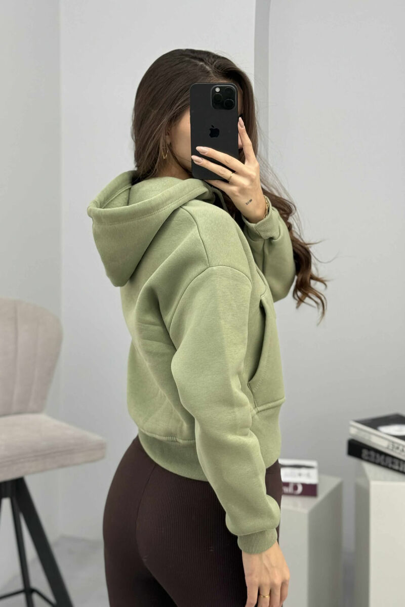 FLUFFY ZIPPER HOODIE ONE COLOR WOMAN MINT/MENTE - 5