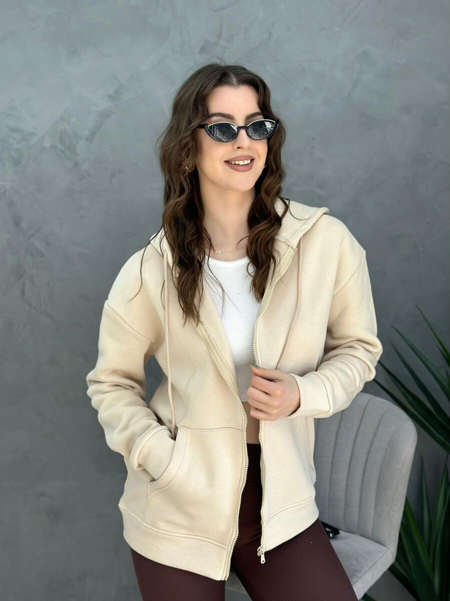 FLUFFY ZIPPER WOMAN JACKET BEIGE/BEZHE - 2