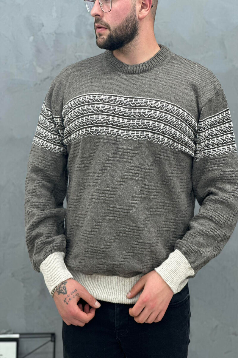 FOUR LINES MAN SWEATER BROWN/KAFE - 1