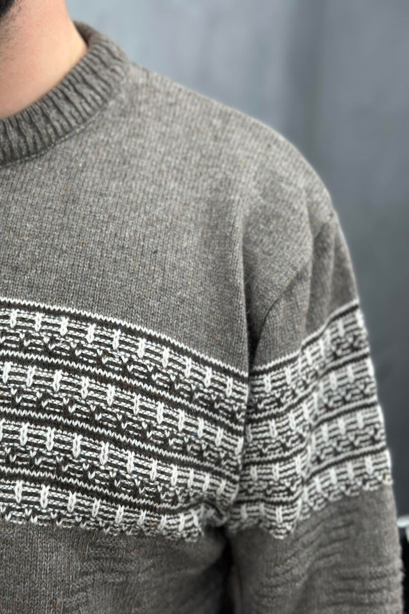 FOUR LINES MAN SWEATER BROWN/KAFE - 3