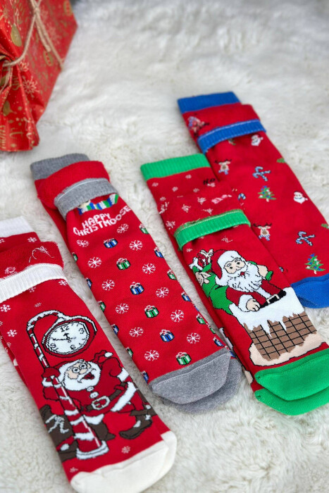 FOUR PAIRS CHRISTMAS WOMAN SOCKS RED/E KUQE - 4