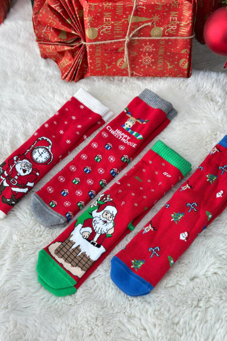 FOUR PAIRS CHRISTMAS WOMAN SOCKS RED/E KUQE - 2