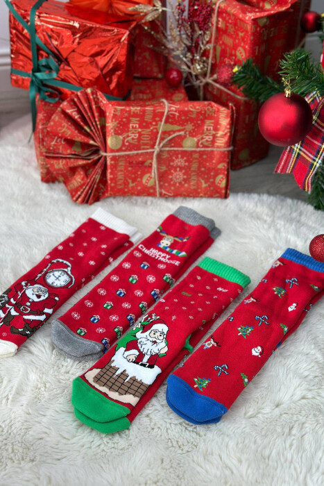 FOUR PAIRS CHRISTMAS WOMAN SOCKS RED/E KUQE - 3