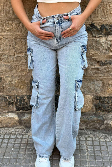FOUR POCKET CARGO WOMEN JEANS LIGHTBLUE/BZ - KLAUDIO FASHION