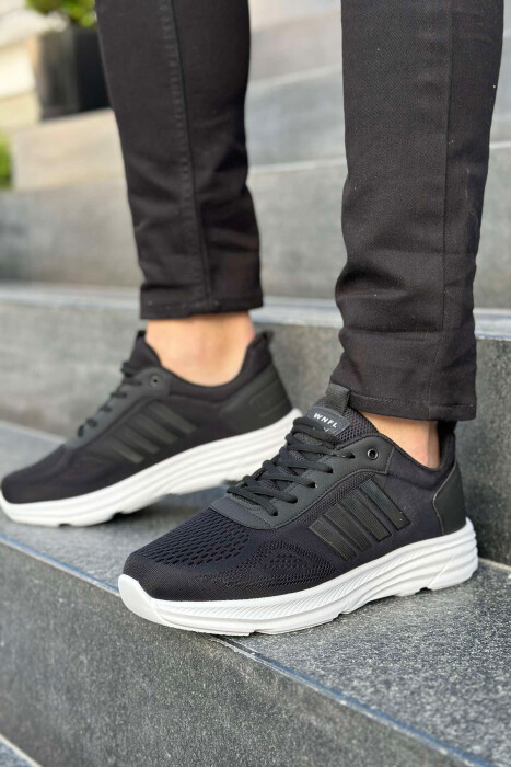 FOUR STRIPE DESIGN PLATFORM MEN SNEAKERS BLACK-BLACK-WHITE/ZZB 