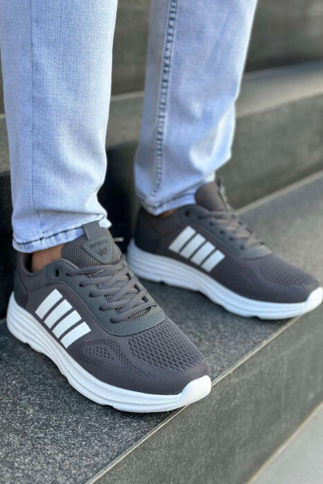 FOUR STRIPE DESIGN PLATFORM MEN SNEAKERS GREY-WHITE/GRBA - 1