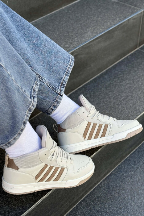 FOUR STRIPES HIGH TOP WOMEN SNEAKERS BEIGE/BEZHE - 3