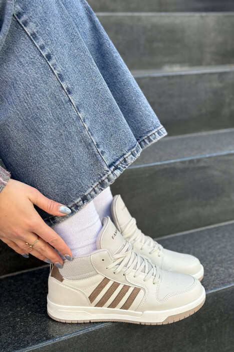 FOUR STRIPES HIGH TOP WOMEN SNEAKERS BEIGE/BEZHE - 4