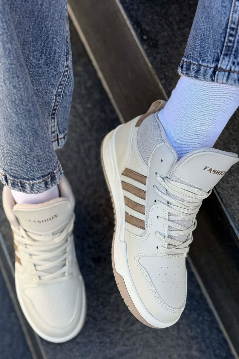 FOUR STRIPES HIGH TOP WOMEN SNEAKERS BEIGE/BEZHE - 5