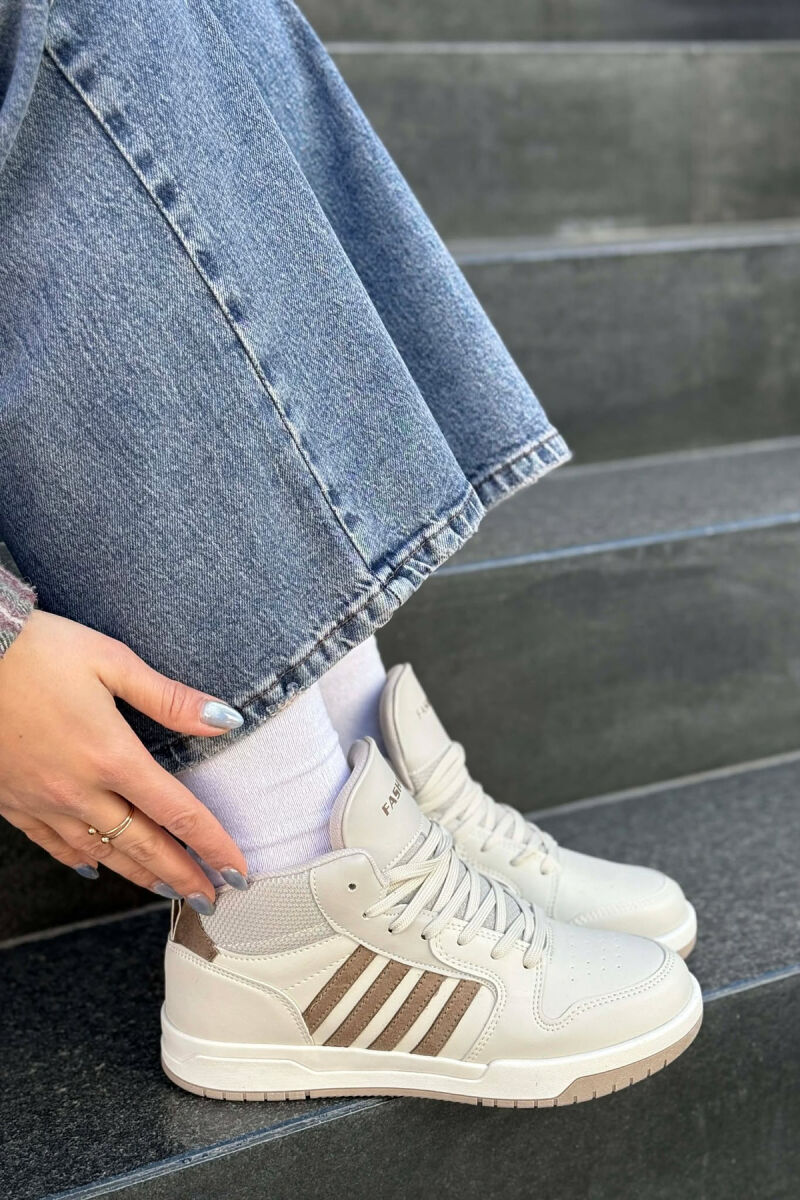 FOUR STRIPES HIGH TOP WOMEN SNEAKERS BEIGE/BEZHE - 4