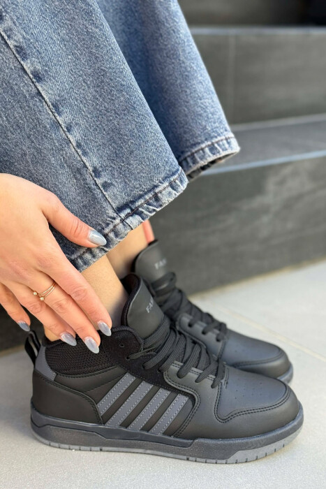 FOUR STRIPES HIGH TOP WOMEN SNEAKERS BLACK-GREY/ZEGR - 2