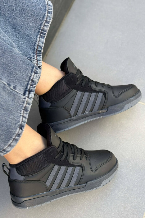 FOUR STRIPES HIGH TOP WOMEN SNEAKERS BLACK-GREY/ZEGR - 4