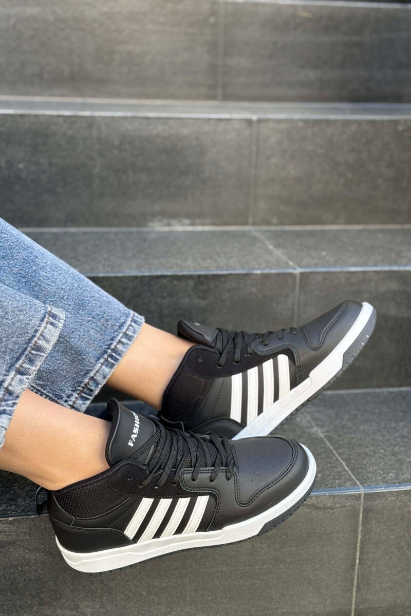 FOUR STRIPES HIGH TOP WOMEN SNEAKERS BLACK-WHITE/ZEBA - 2