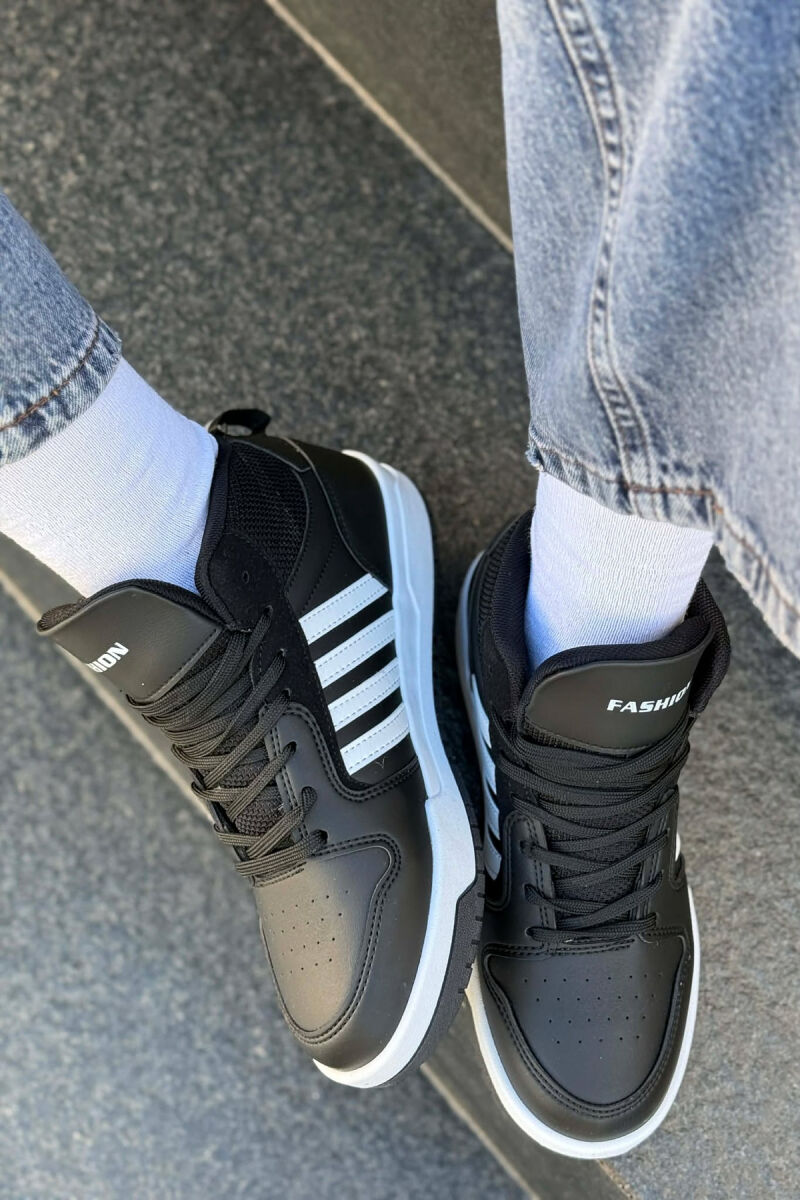 FOUR STRIPES HIGH TOP WOMEN SNEAKERS BLACK-WHITE/ZEBA - 4