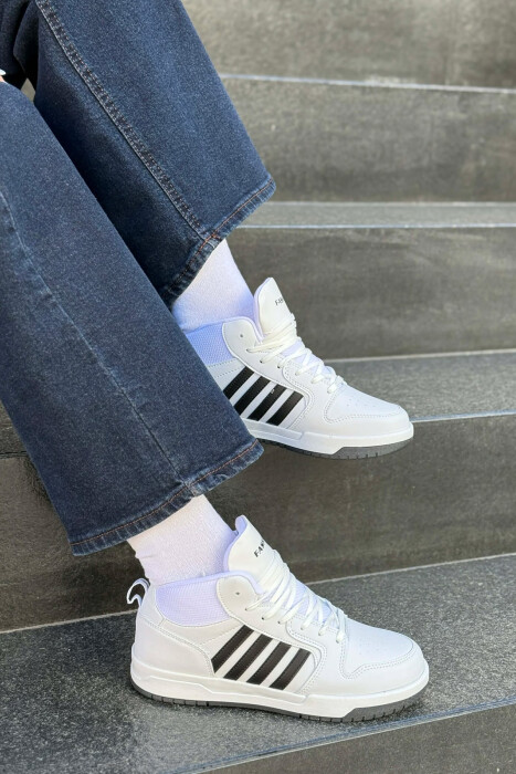 FOUR STRIPES HIGH TOP WOMEN SNEAKERS WHITE-BLACK/BAZE - 1