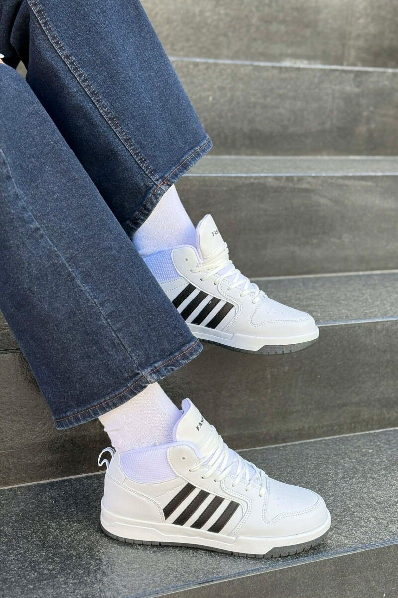 FOUR STRIPES HIGH TOP WOMEN SNEAKERS WHITE-BLACK/BAZE - 1