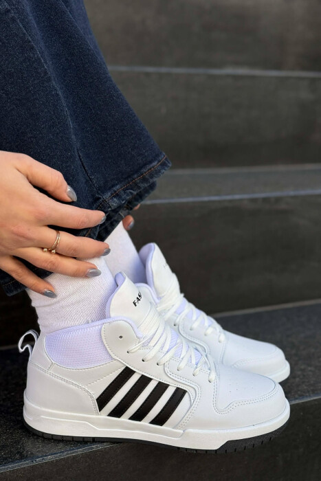 FOUR STRIPES HIGH TOP WOMEN SNEAKERS WHITE-BLACK/BAZE - 3