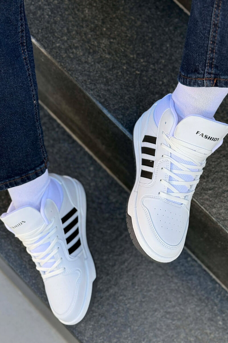 FOUR STRIPES HIGH TOP WOMEN SNEAKERS WHITE-BLACK/BAZE - 4