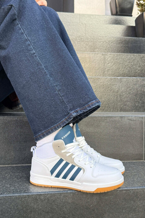 FOUR STRIPES HIGH TOP WOMEN SNEAKERS WHITE-BLUE/BABL - 3