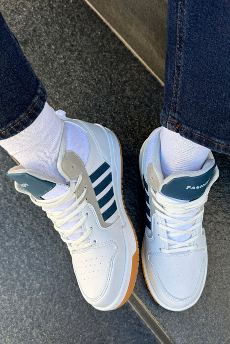 FOUR STRIPES HIGH TOP WOMEN SNEAKERS WHITE-BLUE/BABL - 4