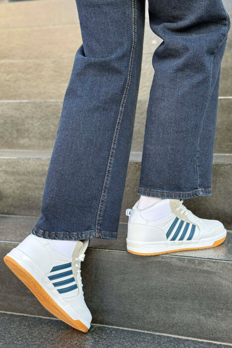 FOUR STRIPES HIGH TOP WOMEN SNEAKERS WHITE-BLUE/BABL - 5