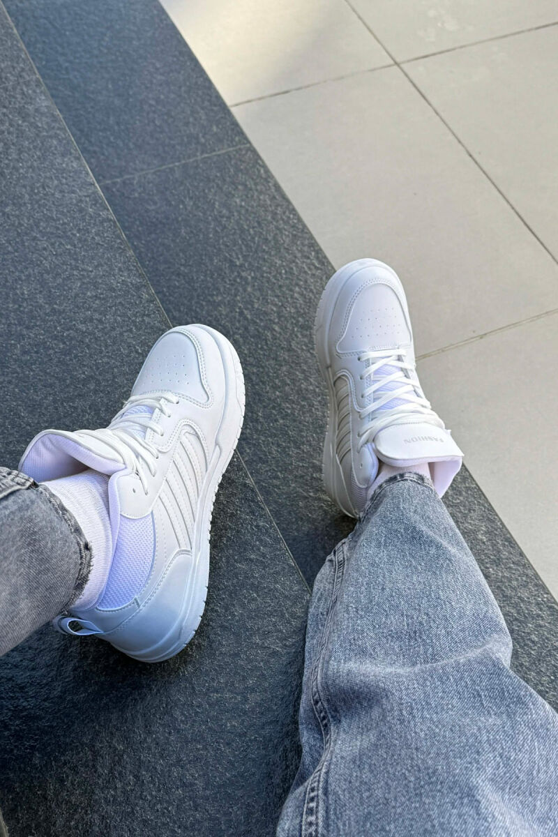 FOUR STRIPES HIGH TOP WOMEN SNEAKERS WHITE-E BARDHE - 5