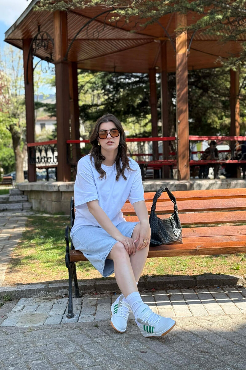 FOUR STRIPES HIGH TOP WOMEN SNEAKERS WHITE/GREEN-BAJE - 2