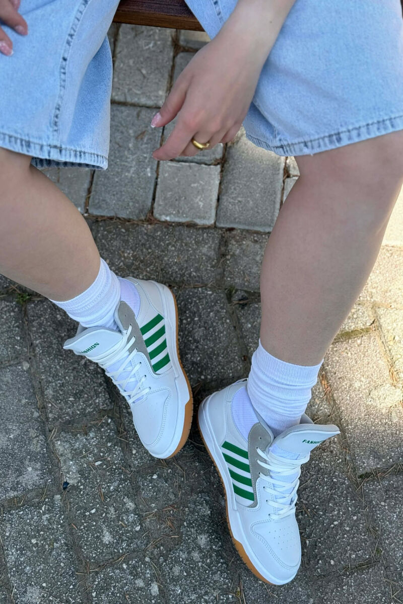 FOUR STRIPES HIGH TOP WOMEN SNEAKERS WHITE/GREEN-BAJE - 4