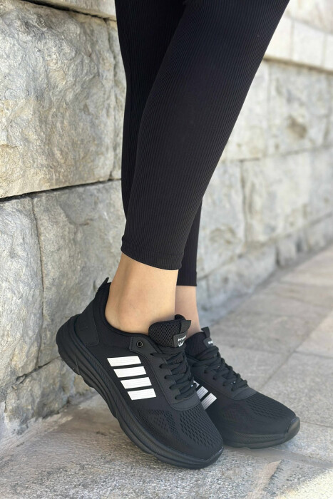 FOUR STRIPES PLATFORM SIMPLE WOMEN SNEAKERS BLACK-BLACK-WHITE/ZZB - KLAUDIO FASHION