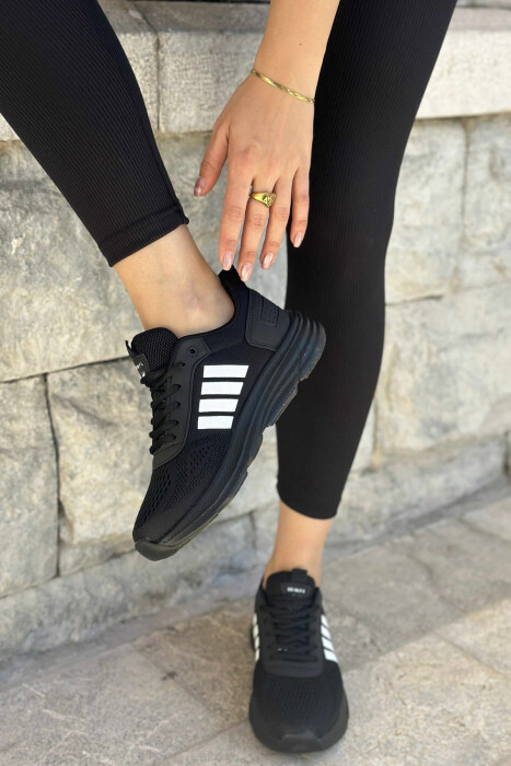 FOUR STRIPES PLATFORM SIMPLE WOMEN SNEAKERS BLACK-BLACK-WHITE/ZZB - 2