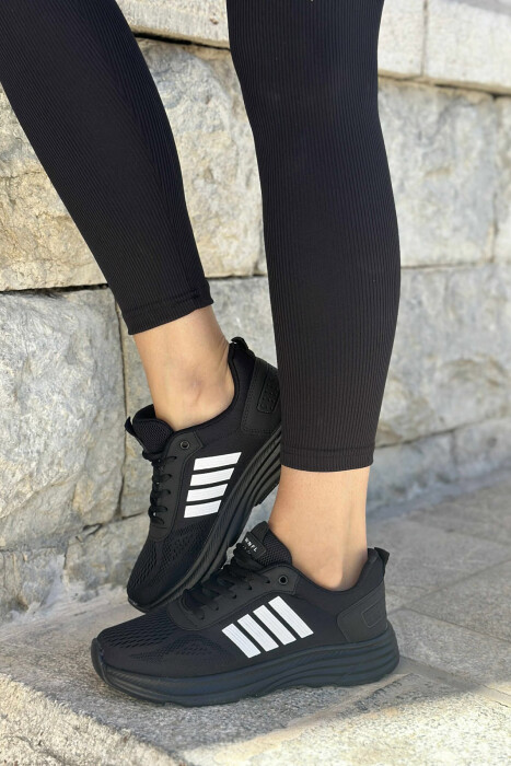 FOUR STRIPES PLATFORM SIMPLE WOMEN SNEAKERS BLACK-BLACK-WHITE/ZZB - 4