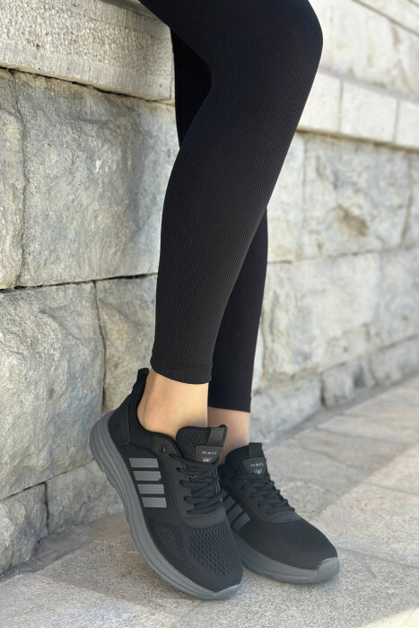 FOUR STRIPES PLATFORM SIMPLE WOMEN SNEAKERS BLACK-GREY/ZEGR - KLAUDIO FASHION