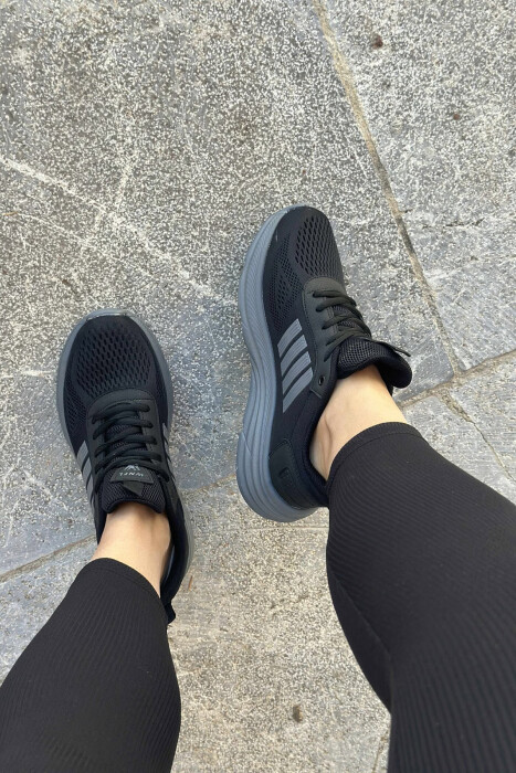 FOUR STRIPES PLATFORM SIMPLE WOMEN SNEAKERS BLACK-GREY/ZEGR - 4